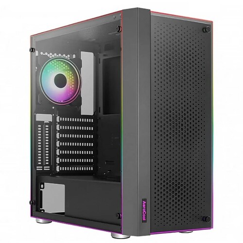 Gabinete Gamer AEROCOOL SKRIBBLE ATX 3 Fan Cristal Templado Negro SKRIBBLE-G-BK-V1 