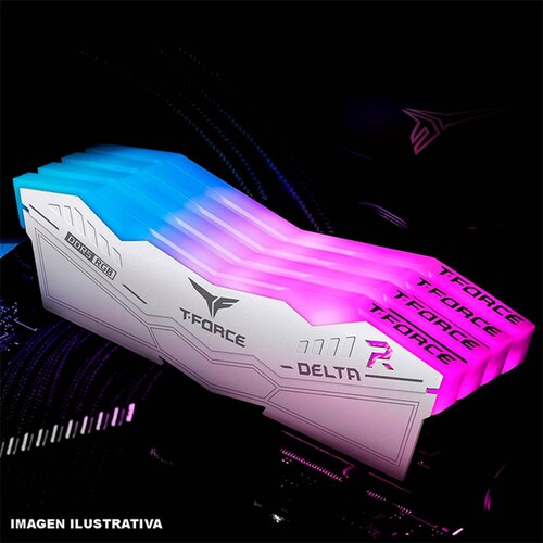 Memoria RAM DDR5 32GB 6000MT/s TEAMGROUP T-FORCE DELTA RGB 2x16GB Blanco FF4D532G6000HC38ADC01 