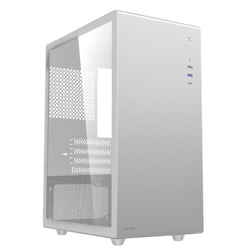 Gabinete ACTECK NEUSS PRO GI717 Micro ATX Mini Torre Cristal Templado USB-C Blanco AC-936002 