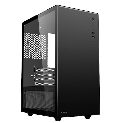 Gabinete ACTECK NEUSS PRO GI717 Micro ATX Mini Torre Cristal Templado USB-C Negro AC-935937 