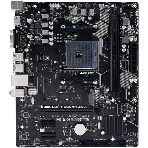 Tarjeta Madre BIOSTAR A520MH 3.0 AM4 2x DDR4 1x M.2 PCIe 3.0 Micro ATX 