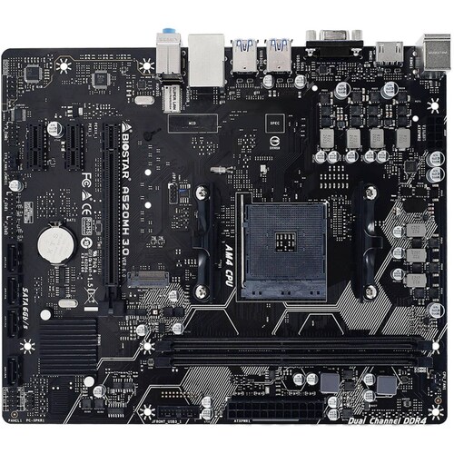 Tarjeta Madre BIOSTAR A520MH 3.0 AM4 2x DDR4 1x M.2 PCIe 3.0 Micro ATX 