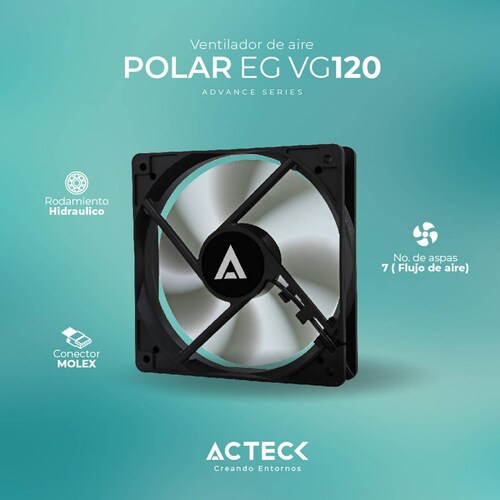 Ventilador ACTECK POLAR EG VG120 120mm 1700RPM Negro AC-938136 