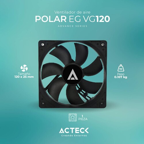 Ventilador ACTECK POLAR EG VG120 120mm 1700RPM Negro AC-938136 