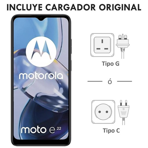 Celular MOTOROLA Moto E22 4GB 128GB 6.5 HD+ LCD 90Hz Doble Camara 16MP Blanco + Audifonos 