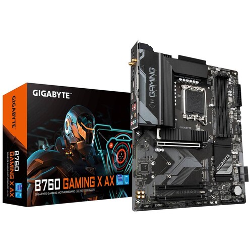 Tarjeta Madre GIGABYTE B760 GAMING X AX LGA 1700 4x DDR5 2x M.2 PCIe 4.0 USB-C WIFI 6E BT 5.3 ATX 
