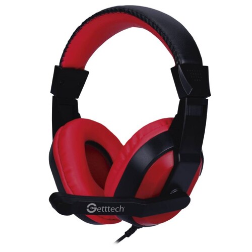 DIADEMA CON MICRÓFONO 3.5MM GETTTECH NEGRO/ROJO GH-2100