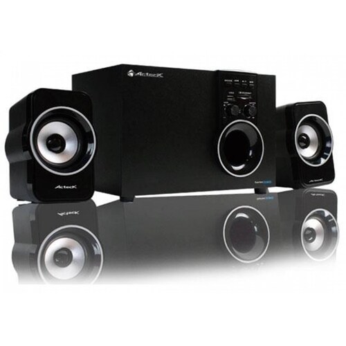 BOCINAS CON SUBWOOFER ACTECK AXF-390 NEGRAS, ALAMBRICO, USB, 2.1 CANALES, 120W RMS