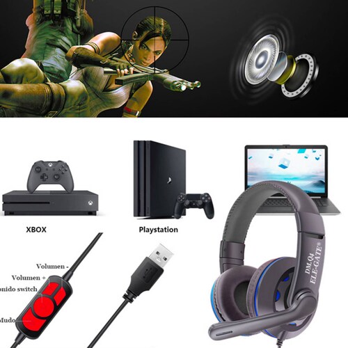 Audifonos Elegate Diadema Gamer Usb Audio Xbox 360 Pc Ps4 Q6