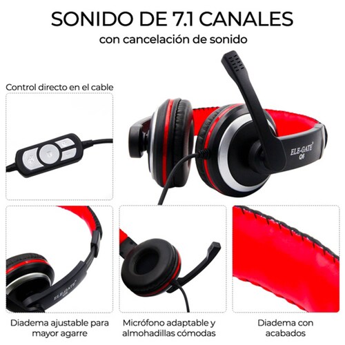 Audifonos Elegate Diadema Gamer Usb Audio Xbox 360 Pc Ps4 Q6