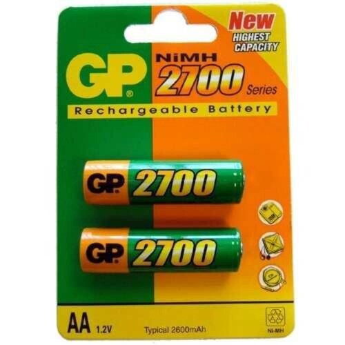 Pila Recargable AA, 1.2V/2700mAh, marca GP.