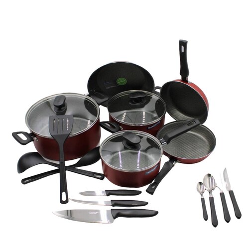 Juego De Ollas y Sartenes Utensilios Para Cocina 21 Piezas Acero Carbono  Set New