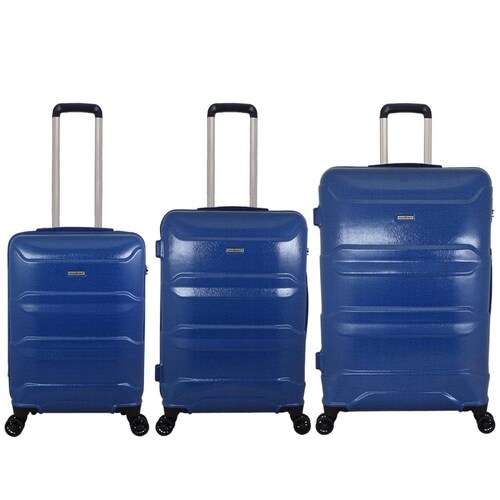 Set de 3 maletas con ruedas de 20", 24" y 28" Mod Polonia   Azul 