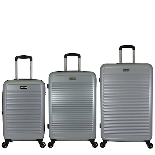 Set de 3 maletas de 20", 24" y 28" Mod Davos   Plata 