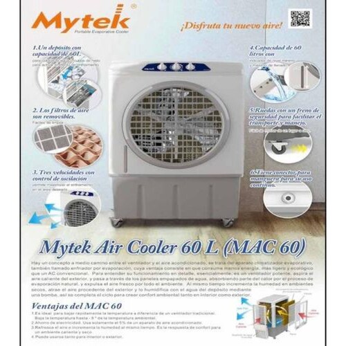 Ventilador Enfriador De Aire Portatil Mytek 3399 60 Lt Pro 