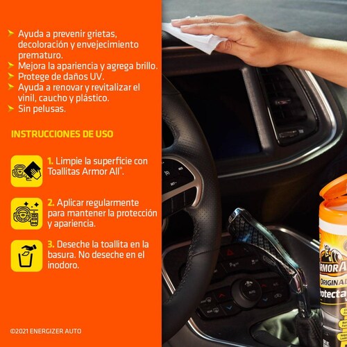 Toallitas Limpiadora Protectoras Armor All Original Brillo 