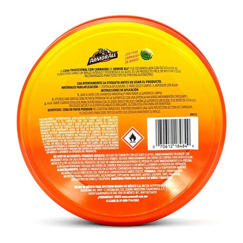 Cera Premium Armor All Para Carroceria Ultra Brillo 200g 