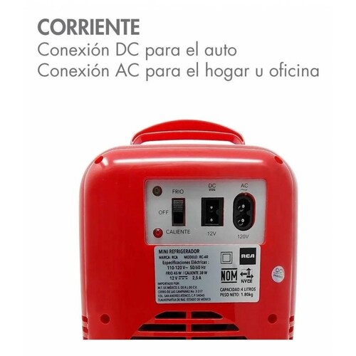 Mini Refrigerador Rca Rc-4r Calienta Enfria Comida Medicina 