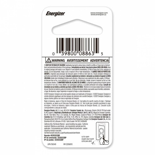 Pila Energizer Boton Cr2032 3v Reloj Control Alarma 