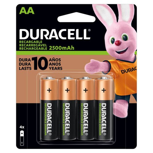 Pila Duracell Recargable Aa Con 4 Piezas 2500 Cargas 