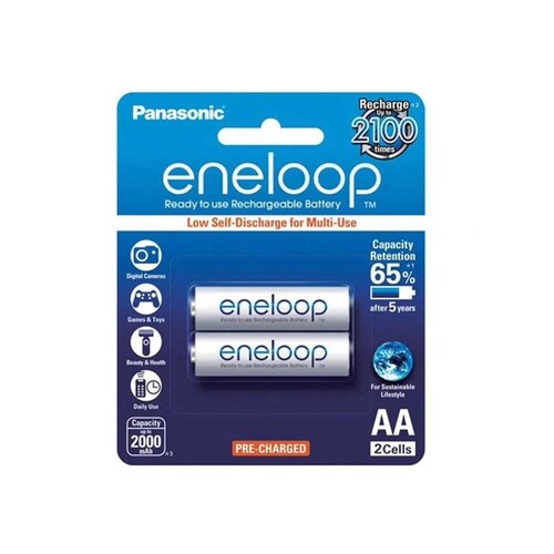 Pila Panasonic Recargable Eneloop Aa Con 2 Unidades 2000 Mah 