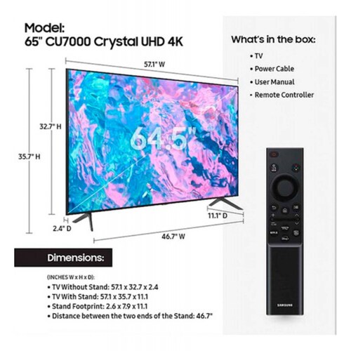 Smart Tv Samsung 65 Pulgadas Pantalla Crystal Uhd 4k Tizen 
