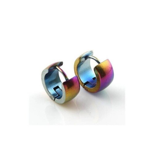 Aretes Broquel Huggies Acero Inoxidable Rainbow Para Dama 