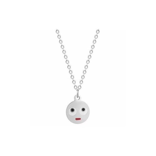 Cadena Con Dije Emoji Pensativo Plateado Acero 