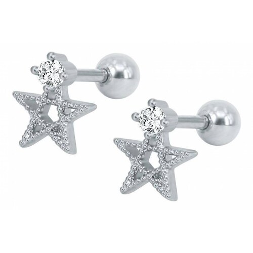 Aretes Estrellita P Bebe C Bolita Plateado Acero Quirurgico 