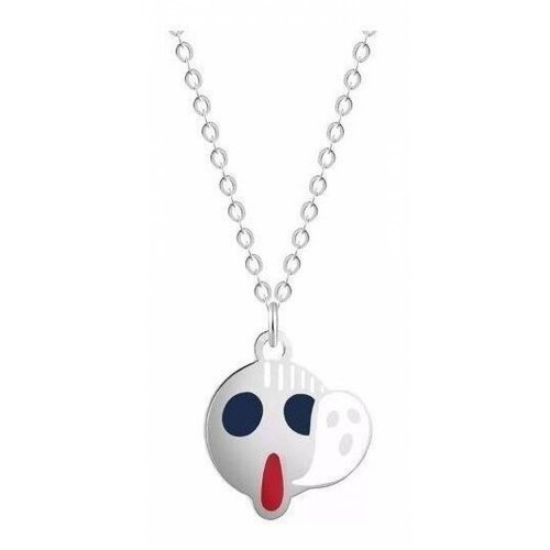 Cadena Con Dije Emoji Asustado Plateado Acero 