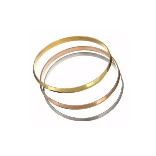 Set De 3 Pulseras Color Dorada Plateada Y Bronce De Acero 