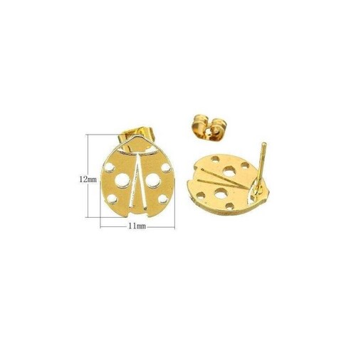 Kit Dije Cadena Aretes En Foma De Catarina Dorada Acero Inox 