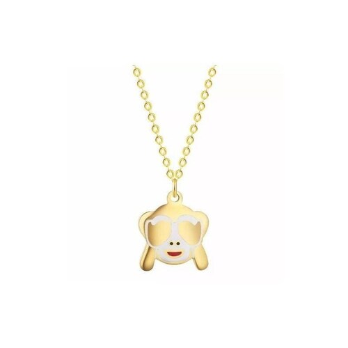 Cadena Con Dije Emoji Monito No Veo Dorado Acero 