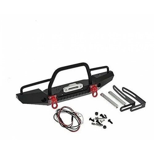 1/10 Front Bumper Bull Bar Con Faros Led Winch Mount Juguete 