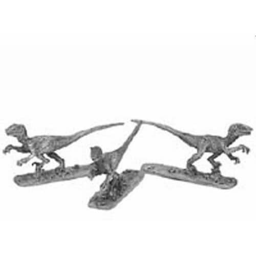 3 Figuras De Metal En Forma De Velociraptores 