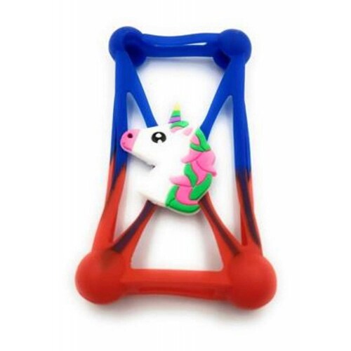 Protector De Silicon En Forma De Unicornio Para Celular Azul con Rojo Azul