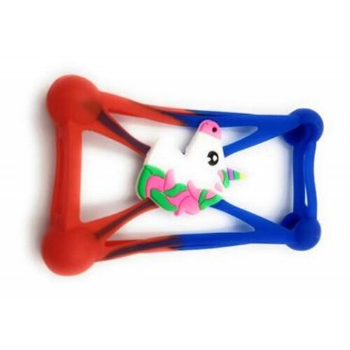 Protector De Silicon En Forma De Unicornio Para Celular Azul con Rojo Azul