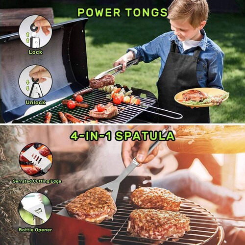 Juego de Utensilios de Acero Inox para Parrilla Bbq 