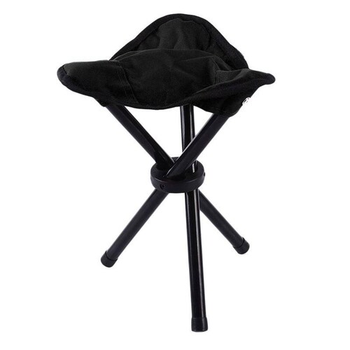 Banco plegable portátil tipo taburete para playa y camping Negro