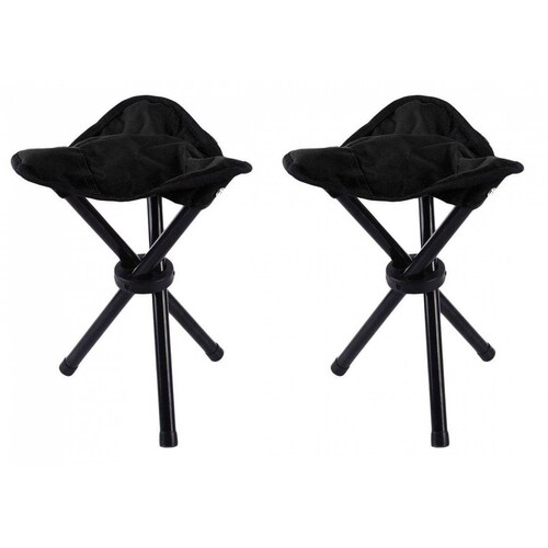 Set De 2 Bancos plegables portátil tipo taburete para playa y camping Negro