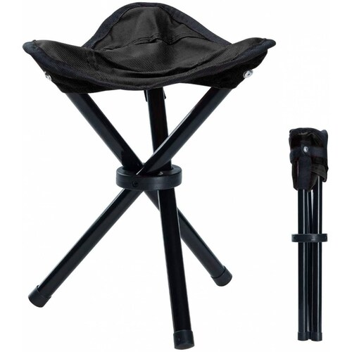 Set De 2 Bancos plegables portátil tipo taburete para playa y camping Negro