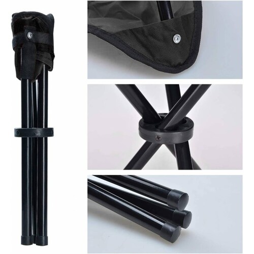 Set De 2 Bancos plegables portátil tipo taburete para playa y camping Negro