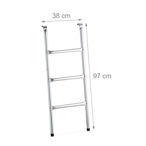 Escalera Antideslizante Con Peldaños Metalico Para Trampolin Gris