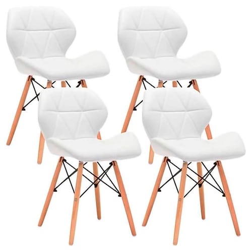 Set 4 Sillas Tipo Eames Tapizada Acolchonada Comedor Moderno White