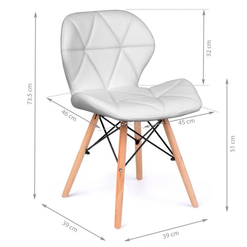 Set 4 Sillas Tipo Eames Tapizada Acolchonada Comedor Moderno White