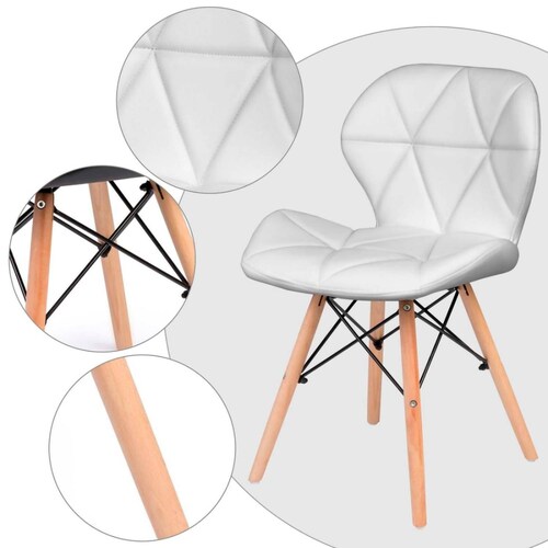 Set 4 Sillas Tipo Eames Tapizada Acolchonada Comedor Moderno White