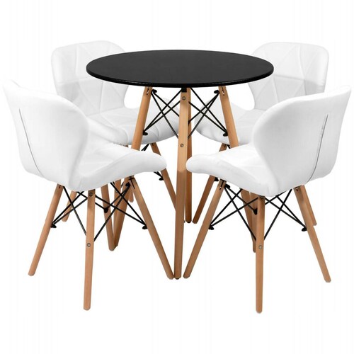 Set 4 Sillas Tipo Eames Tapizada Acolchonada Comedor Moderno White