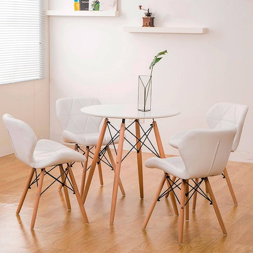 Set 4 Sillas Tipo Eames Tapizada Acolchonada Comedor Moderno White