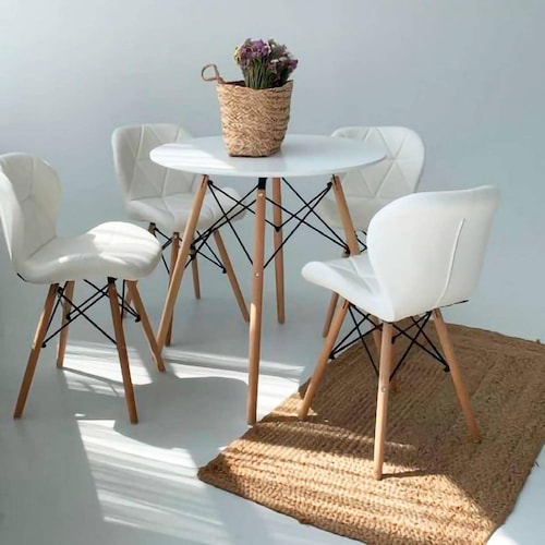 Set 4 Sillas Tipo Eames Tapizada Acolchonada Comedor Moderno White