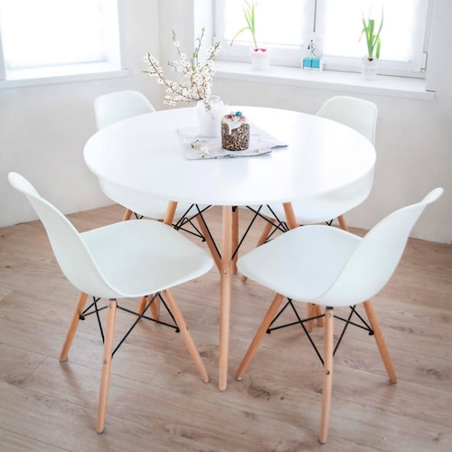 Mesa De Comedor Redonda Estilo Minimalista Moderna White